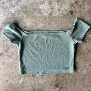 hollister sage green off the shoulder top size m